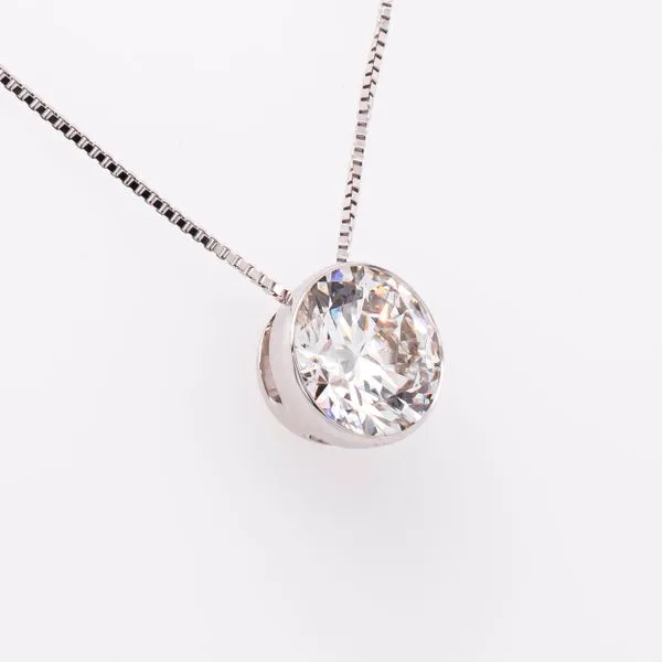 14K White Gold Lab Diamond Bezel Set Solitaire Necklace LeeBrant Jewelry & Watch Co Sandy Springs, GA
