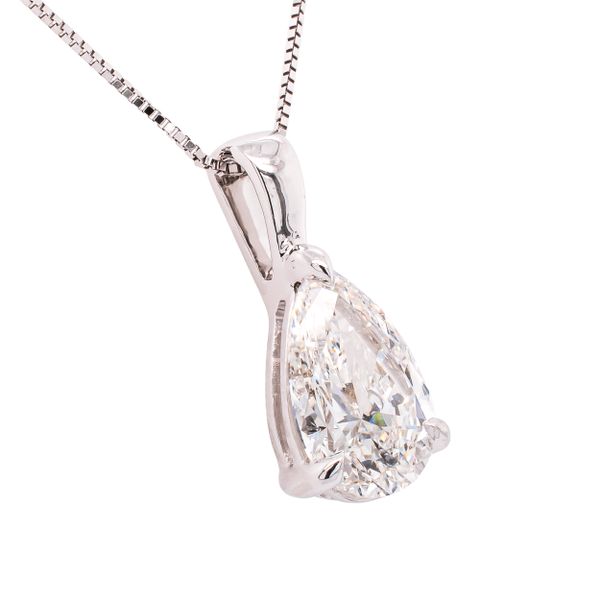 14K White Gold Lab Diamond Pear Solitaire Necklace Image 2 LeeBrant Jewelry & Watch Co Sandy Springs, GA