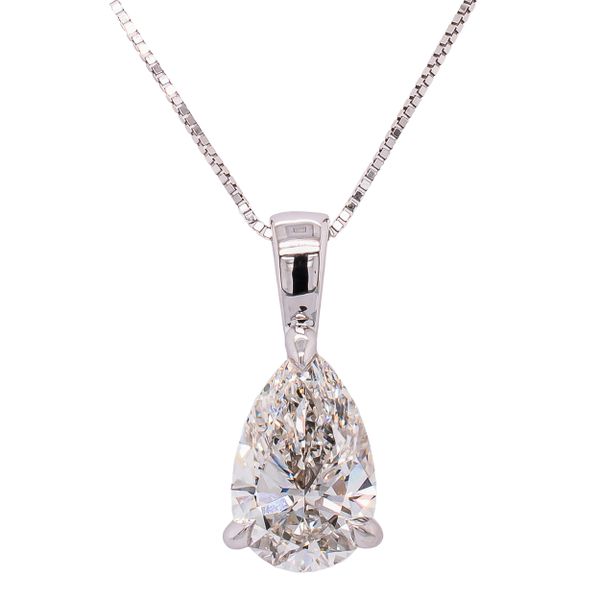 14K White Gold Lab Diamond Pear Solitaire Necklace LeeBrant Jewelry & Watch Co Sandy Springs, GA
