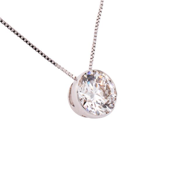 14K White Gold Lab Diamond Bezel Set Solitaire Necklace LeeBrant Jewelry & Watch Co Sandy Springs, GA