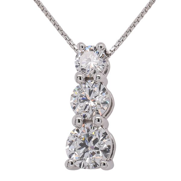 14K White Gold 1CTW Lab Diamond 3-Stone Drop Pendant Necklace LeeBrant Jewelry & Watch Co Sandy Springs, GA