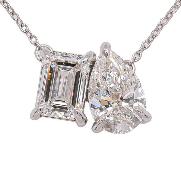 14K White Gold 2CTW Toi et Moi Lab Diamond Station Pendant Necklace LeeBrant Jewelry & Watch Co Sandy Springs, GA