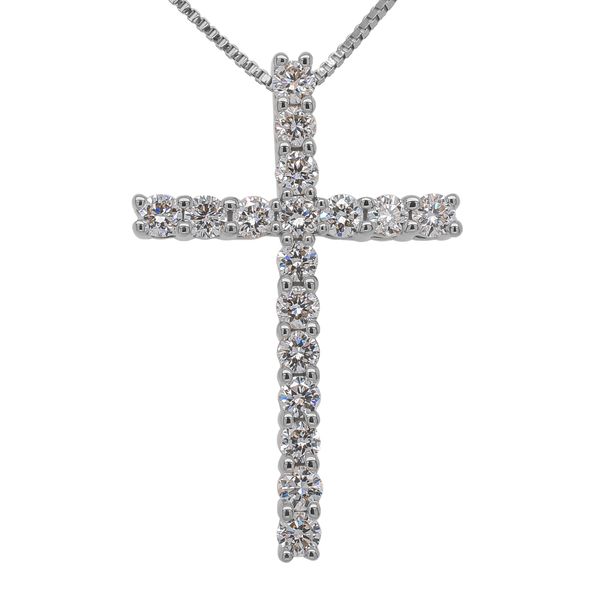 14K White Gold 1CT Lab Diamond Cross Pendant Necklace LeeBrant Jewelry & Watch Co Sandy Springs, GA