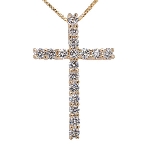 14K Yellow Gold 1/2CT Lab Diamond Cross Pendant Necklace LeeBrant Jewelry & Watch Co Sandy Springs, GA