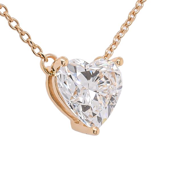 14K Yellow Gold Heart Lab Diamond Solitaire Pendant Necklace LeeBrant Jewelry & Watch Co Sandy Springs, GA
