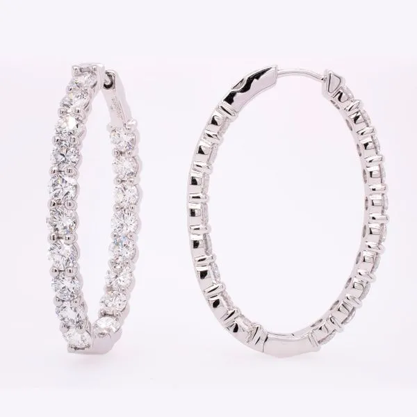 14K White Gold In-N-Out Oval Medium Lab Diamond Hoop Earrings LeeBrant Jewelry & Watch Co Sandy Springs, GA