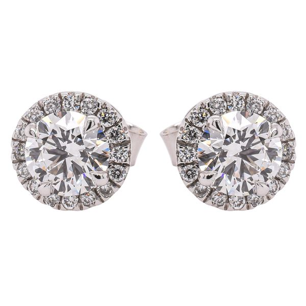 14K White Gold Round Halo Lab Diamond Stud Earrings LeeBrant Jewelry & Watch Co Sandy Springs, GA
