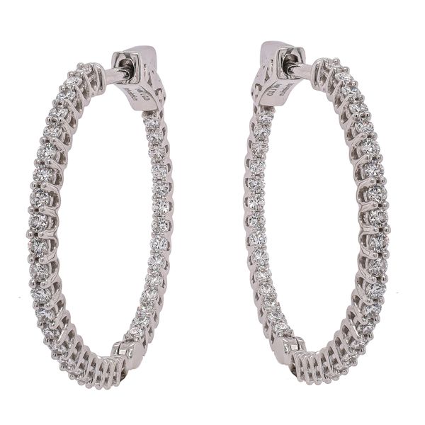 14K White Gold Round Lab Diamond Hoop Earrings 27x27mm LeeBrant Jewelry & Watch Co Sandy Springs, GA