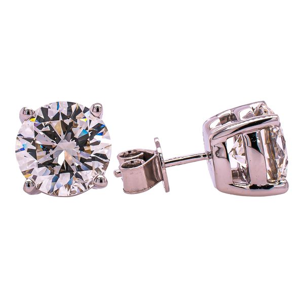 14K White Gold 2CT each Lab Diamond Solitaire Studs Image 2 LeeBrant Jewelry & Watch Co Sandy Springs, GA