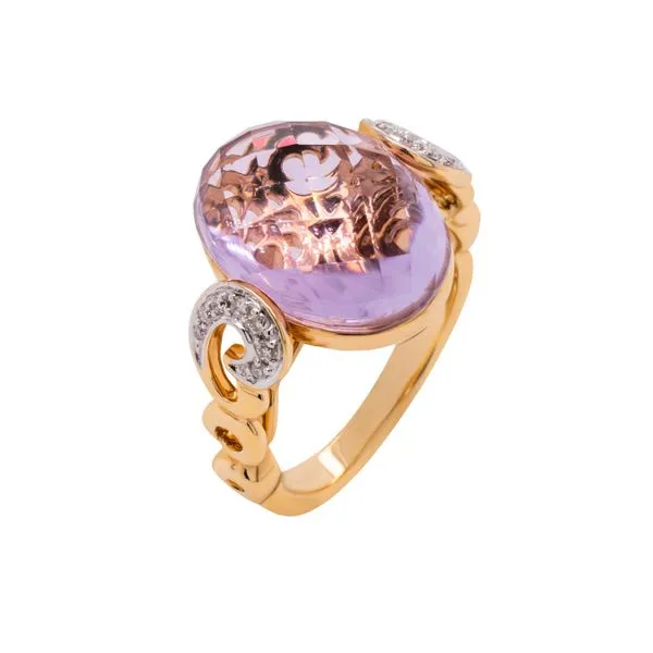 14K Yellow Gold Rose Amethyst and Diamond Ring Image 2 LeeBrant Jewelry & Watch Co Sandy Springs, GA