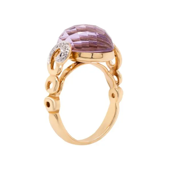 14K Yellow Gold Rose Amethyst and Diamond Ring Image 3 LeeBrant Jewelry & Watch Co Sandy Springs, GA