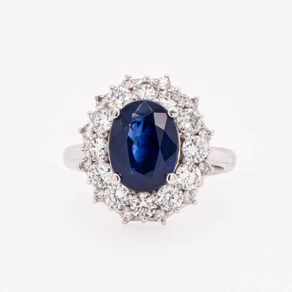 18K White Gold Princess Diana Oval Sapphire Diamond Ring LeeBrant Jewelry & Watch Co Sandy Springs, GA