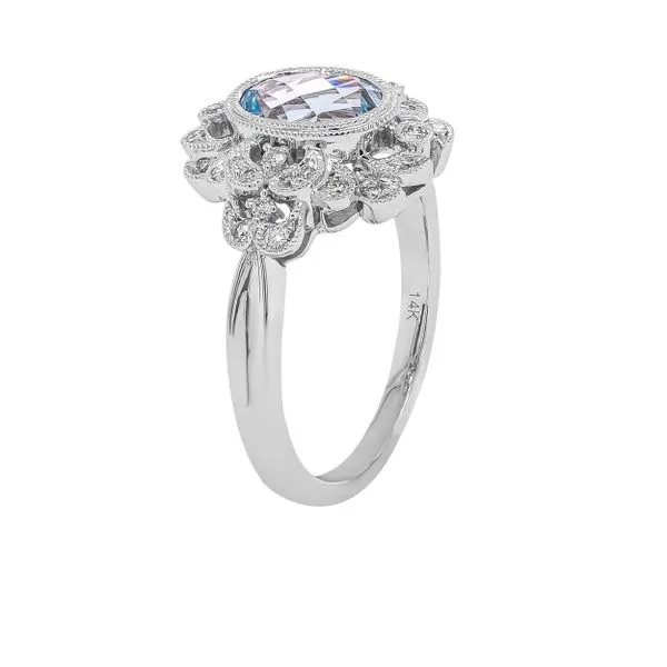 14K White Gold Antique Aquamarine Diamond Ring Image 3 LeeBrant Jewelry & Watch Co Sandy Springs, GA