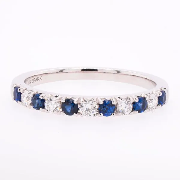 18K White Gold Sapphire Diamond Anniversary Band LeeBrant Jewelry & Watch Co Sandy Springs, GA
