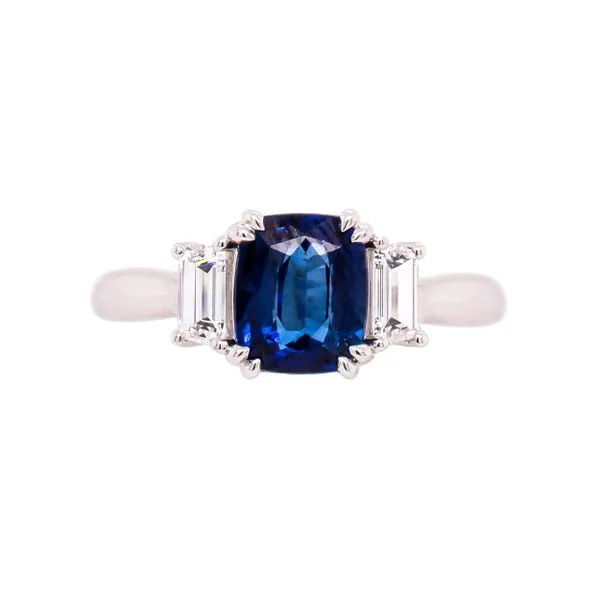 18K White Gold Three Stone Sapphire Diamond Ring LeeBrant Jewelry & Watch Co Sandy Springs, GA