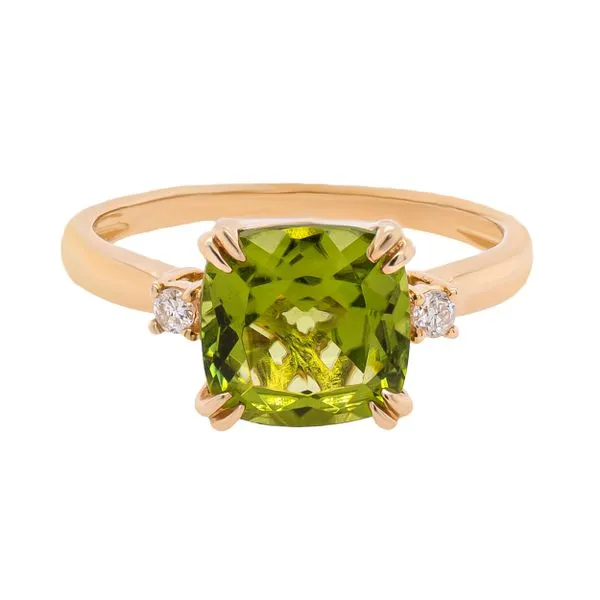 14K Yellow Gold 3 Stone Peridot Diamond Ring LeeBrant Jewelry & Watch Co Sandy Springs, GA