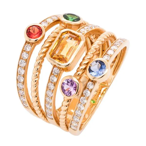 14K Yellow Gold Stacked Multi-Gemstone Diamond Rings Image 2 LeeBrant Jewelry & Watch Co Sandy Springs, GA