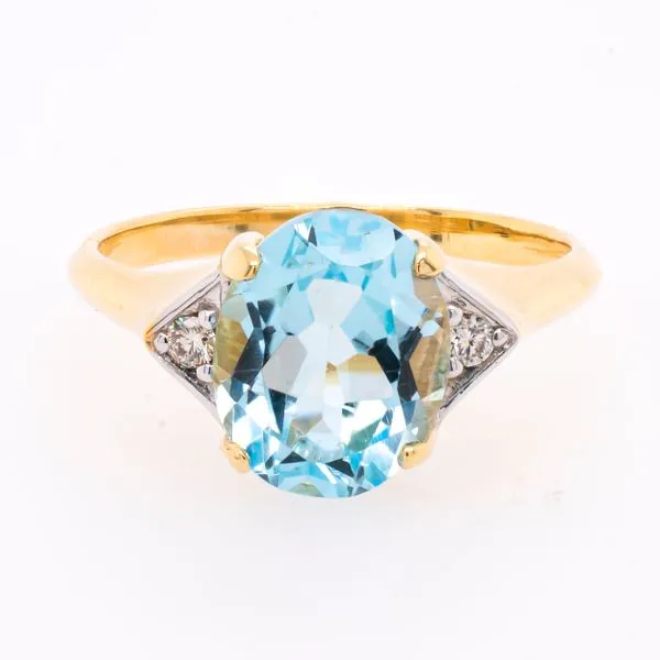 14K Yellow Gold Three Stone Blue Topaz Diamond Ring LeeBrant Jewelry & Watch Co Sandy Springs, GA