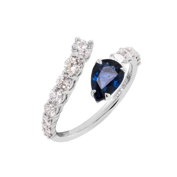 18K White Gold Bypass Sapphire Diamond Ring Image 2 LeeBrant Jewelry & Watch Co Sandy Springs, GA
