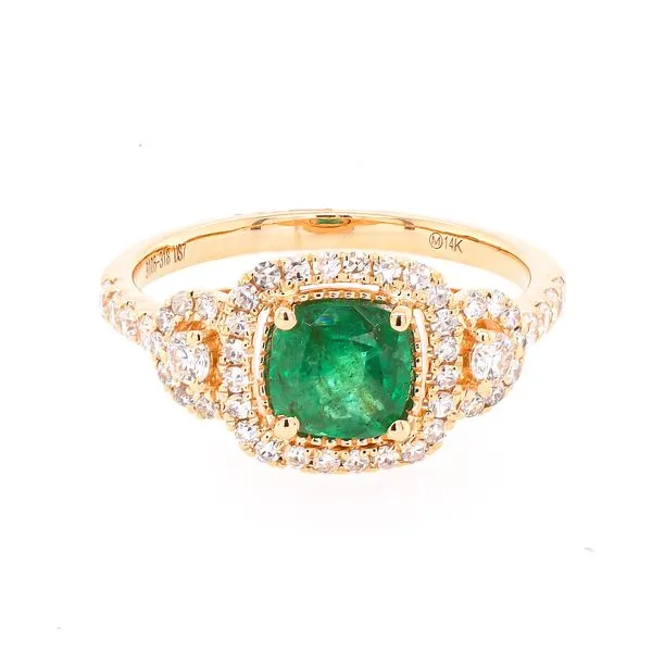 14K Yellow Gold Halo Emerald Diamond Ring LeeBrant Jewelry & Watch Co Sandy Springs, GA