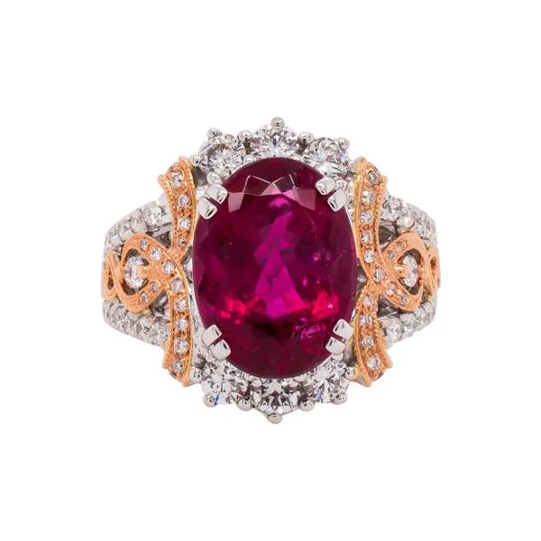 18K White and Rose Gold Rubellite Antique Diamond Ring LeeBrant Jewelry & Watch Co Sandy Springs, GA