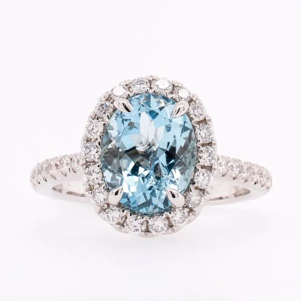 18K White Gold Contemporary Aquamarine Diamond Ring LeeBrant Jewelry & Watch Co Sandy Springs, GA