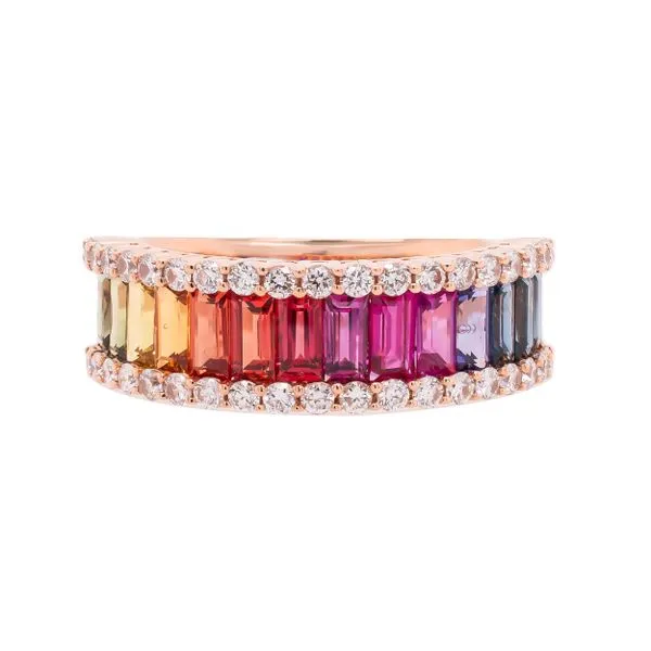 18K Rose Gold Multi-Color Baguette Sapphire Diamond Ring LeeBrant Jewelry & Watch Co Sandy Springs, GA