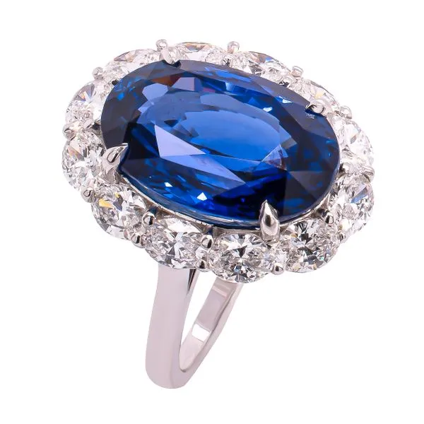 Platnium Princess Diana Sapphire Diamond Ring Image 2 LeeBrant Jewelry & Watch Co Sandy Springs, GA