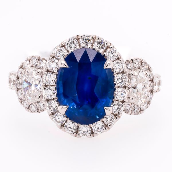 18K White Gold Three Stone Sapphire Diamond Ring LeeBrant Jewelry & Watch Co Sandy Springs, GA