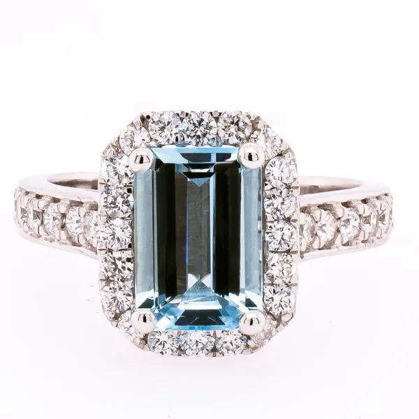 14K White Gold Emerald Cut Aquamarine and Diamond Ring LeeBrant Jewelry & Watch Co Sandy Springs, GA