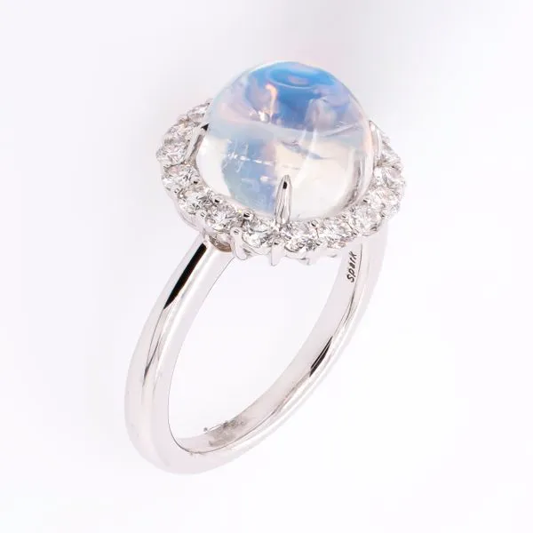 18K White Gold Moonstone Diamond Ring Image 2 LeeBrant Jewelry & Watch Co Sandy Springs, GA