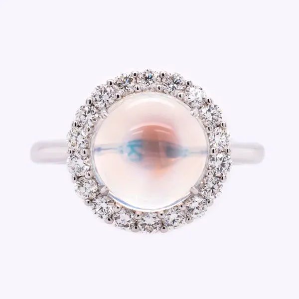 18K White Gold Moonstone Diamond Ring LeeBrant Jewelry & Watch Co Sandy Springs, GA