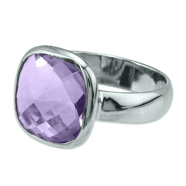 Sterling Silver Square Cushion Amethyst Bezel Set Ring LeeBrant Jewelry & Watch Co Sandy Springs, GA