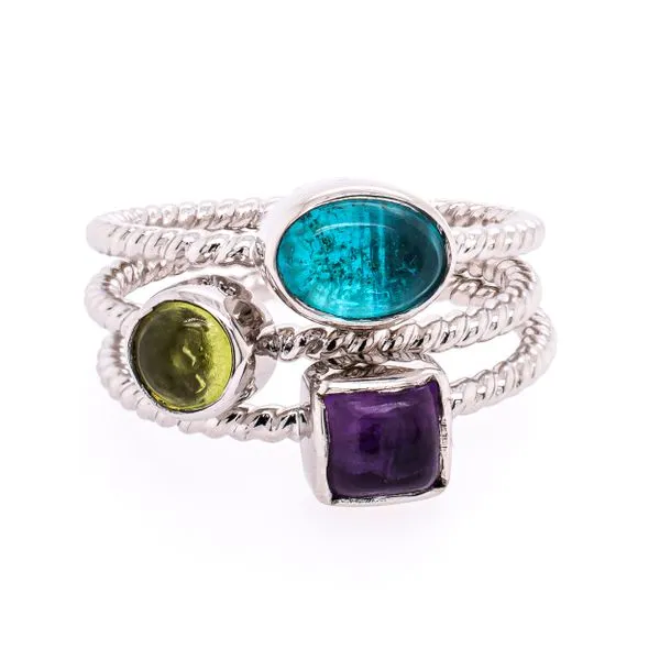 Sterling Silver Three Ring Stackable Gemstone Rings Image 2 LeeBrant Jewelry & Watch Co Sandy Springs, GA