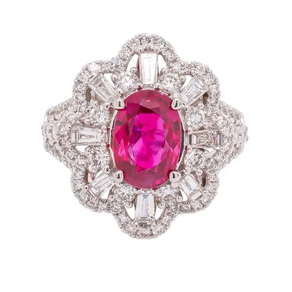 18K White Gold Burma Ruby Flower Ring LeeBrant Jewelry & Watch Co Sandy Springs, GA