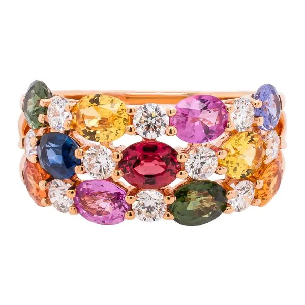 18K Rose Gold Oval Fancy Sapphire Multi-color Diamond Band LeeBrant Jewelry & Watch Co Sandy Springs, GA