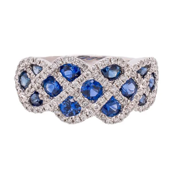 18K White Gold Sapphire Diamond Wave Ring LeeBrant Jewelry & Watch Co Sandy Springs, GA