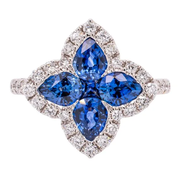 18K White Gold Sapphire Petal Diamond Ring LeeBrant Jewelry & Watch Co Sandy Springs, GA