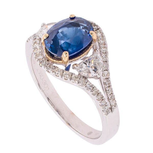 14K White and Yellow Gold Sapphire Diamond Moon Tension Ring Image 2 LeeBrant Jewelry & Watch Co Sandy Springs, GA