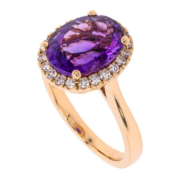 14K Yellow Gold Purple Amethyst Oval Diamond Ring Image 2 LeeBrant Jewelry & Watch Co Sandy Springs, GA