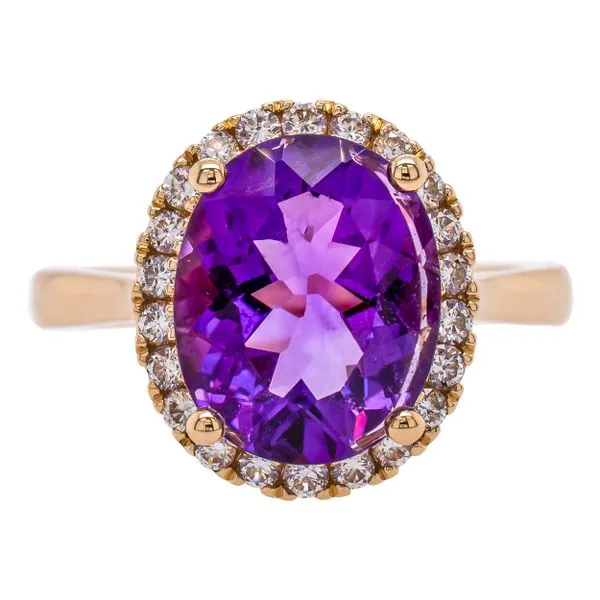 14K Yellow Gold Purple Amethyst Oval Diamond Ring LeeBrant Jewelry & Watch Co Sandy Springs, GA