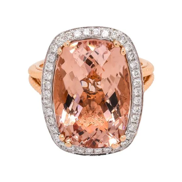 18K White and Yellow Gold Morganite Diamond Fashion Ring LeeBrant Jewelry & Watch Co Sandy Springs, GA
