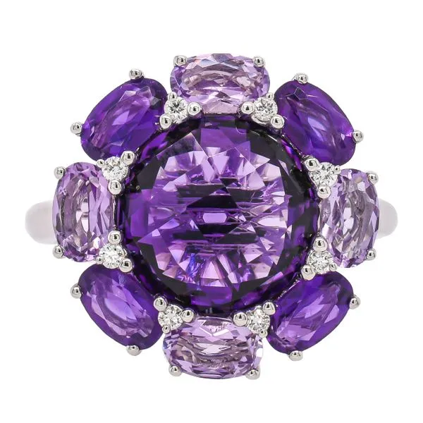 14K White Gold Amethyst Diamond Flower Ring LeeBrant Jewelry & Watch Co Sandy Springs, GA