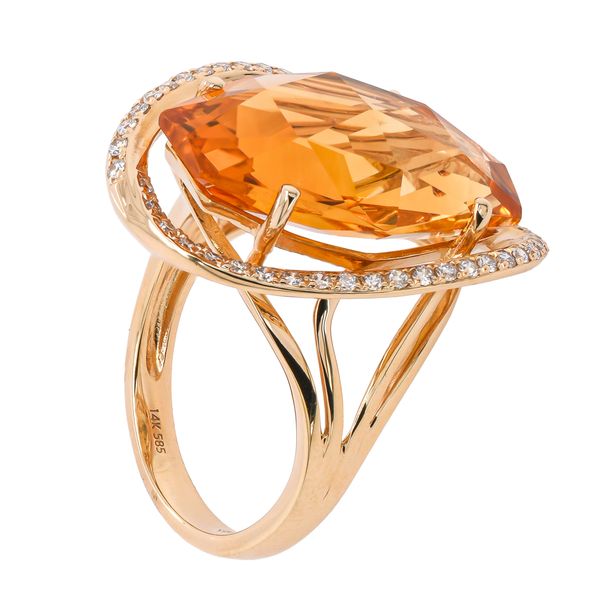 14K Yellow Gold Citrine Oval Diamond Fashion Ring Image 2 LeeBrant Jewelry & Watch Co Sandy Springs, GA