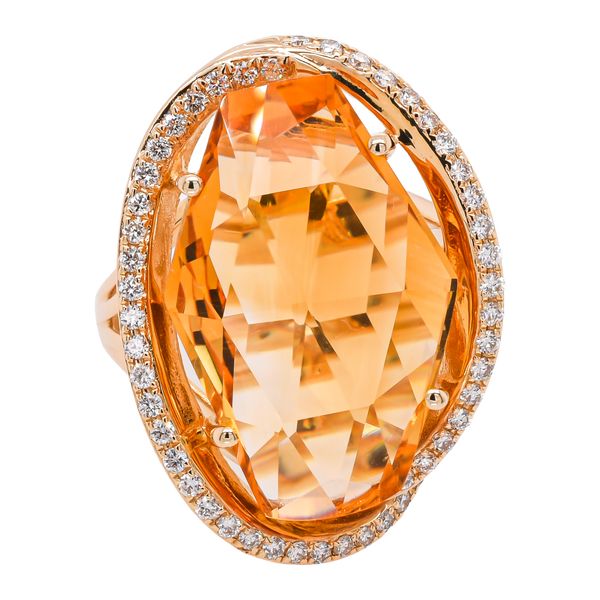 14K Yellow Gold Citrine Oval Diamond Fashion Ring LeeBrant Jewelry & Watch Co Sandy Springs, GA