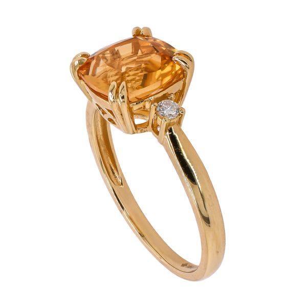 14K Yellow Gold Citrine Diamond 3-Stone Ring Image 2 LeeBrant Jewelry & Watch Co Sandy Springs, GA