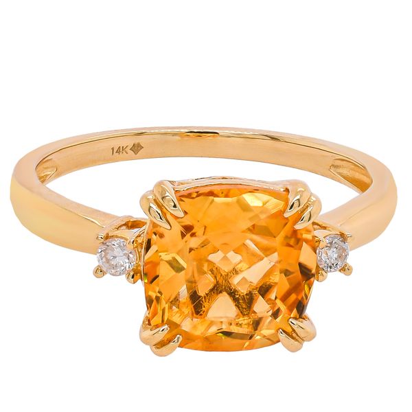 14K Yellow Gold Citrine Diamond 3-Stone Ring LeeBrant Jewelry & Watch Co Sandy Springs, GA