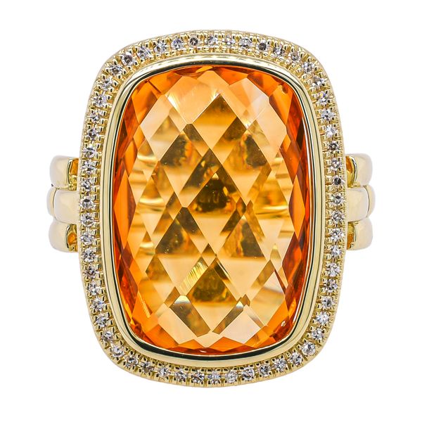 14K Yellow Gold Citrine Bezel Set Diamond Ring LeeBrant Jewelry & Watch Co Sandy Springs, GA