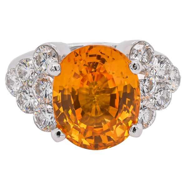 18K White Gold Oval Yellow Sapphire Bubble Diamond Ring LeeBrant Jewelry & Watch Co Sandy Springs, GA