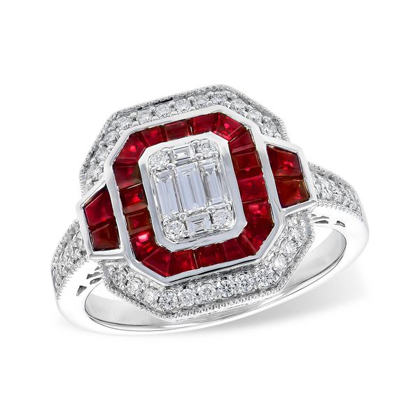 14K White Gold Ruby Baguette Diamond Antique Ring LeeBrant Jewelry & Watch Co Sandy Springs, GA